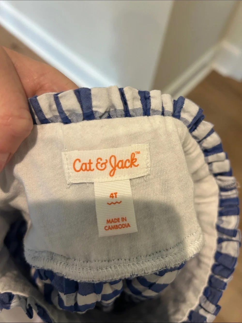 Girls 4T Blue Gingham Smocked Waist Tiered Skirt - cat and jack